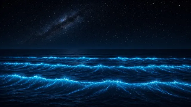 Layered Offshore Swells Glowing Across Open Horizon