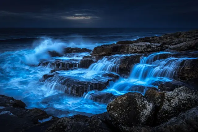 Granite Headland Long Exposure with Phosphorescent Waterfalls