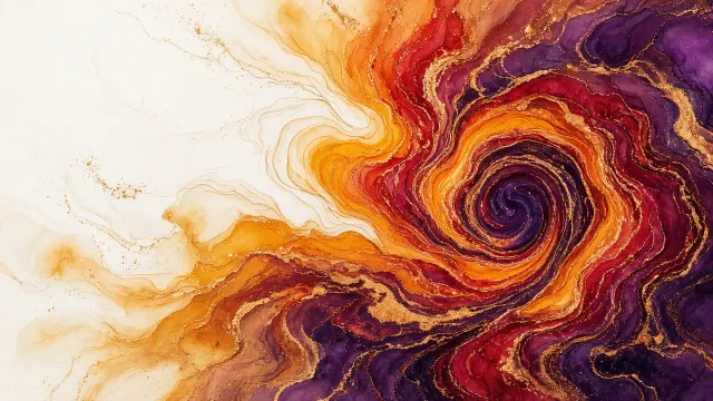 Alcohol Ink Saffron and Plum Concentric Bloom