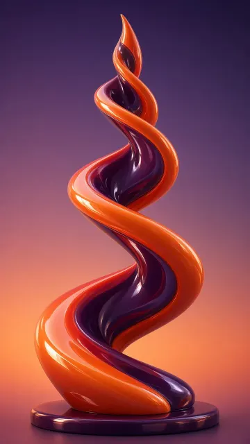 Glossy 3D Lacquer Helical Ribbon Monolith