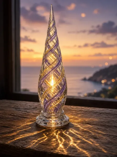 Venetian Glass Twisted Spire in Window Sundown