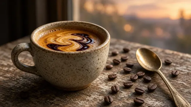 Barista Crema and Saffron Syrup Swirl Macro