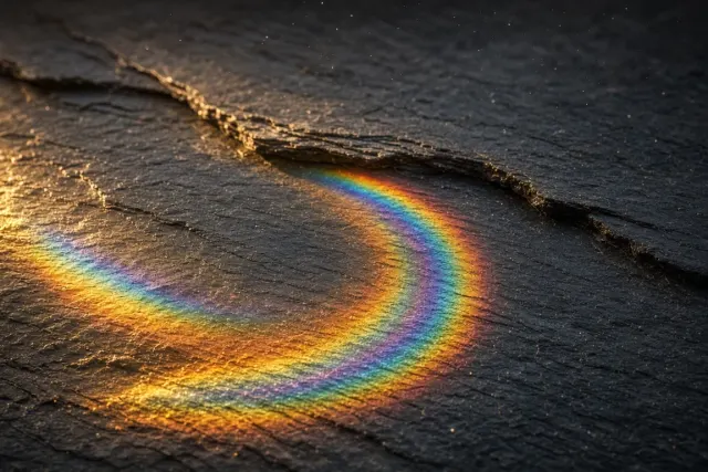 Prismatic Light Refraction Wave on Muted Slate