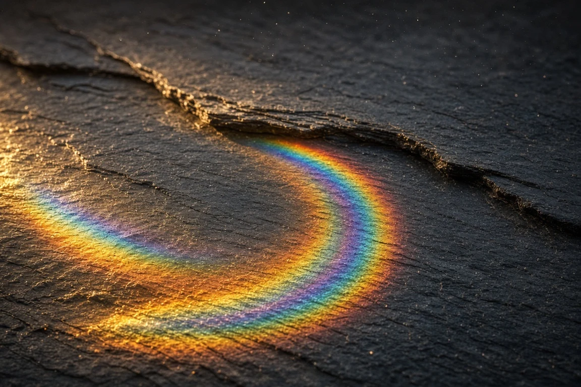 Prismatic Light Refraction Wave on Muted Slate