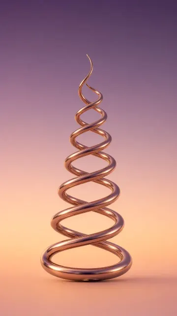 Polished Copper and Twilight Gradient Helical Coils