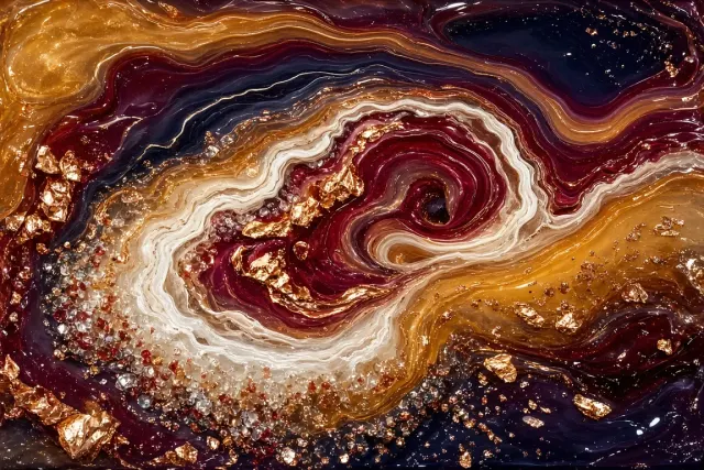 Geode Resin Slab with Swirling Copper Dust