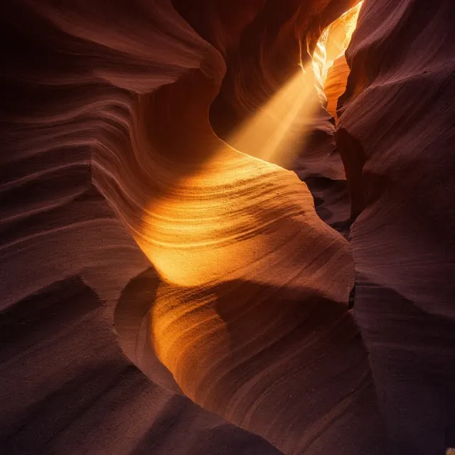 Navajo Sandstone Swirl Formations in Evening Sunbeam