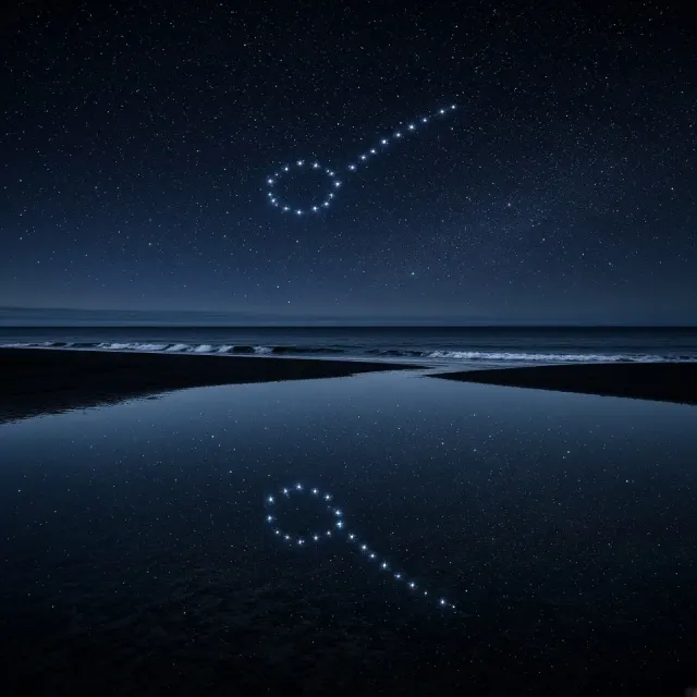 Tidal Pools Reflecting the Big Dipper on Icelandic Sand