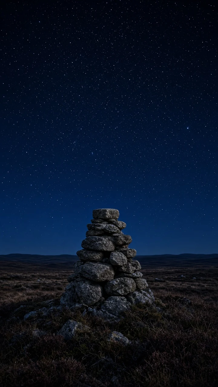 Solitary Ancient Cairn on Connemara Peat Moor