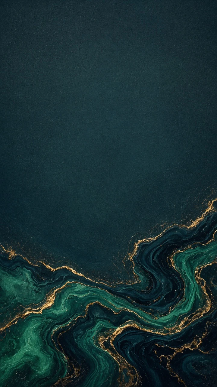 Fluid Mineral Marbling with Deep Malachite and Gold Veins
