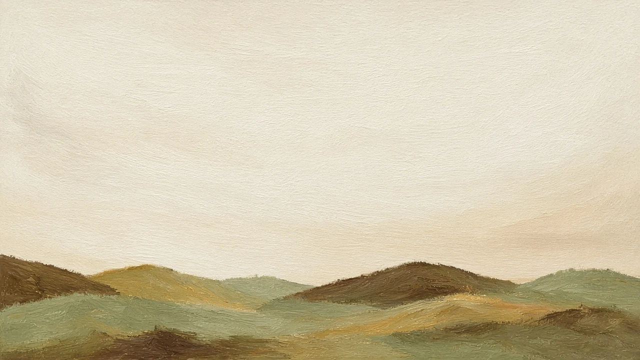 Minimalist Sage and Ochre Gouache Rolling Meadow