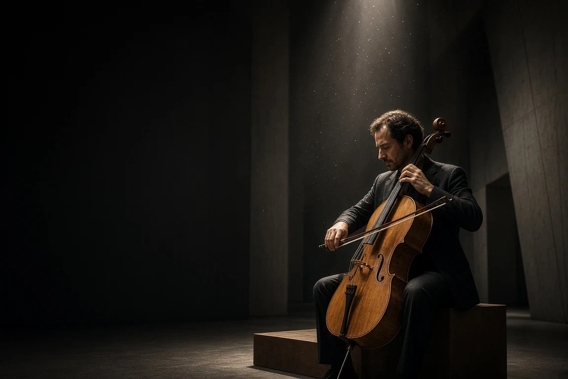 Solo Cellist in Chiaroscuro Acoustic Reverberation