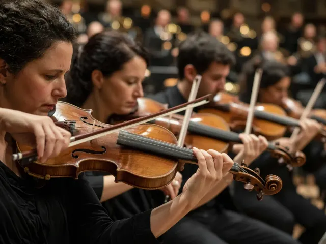 Synchronized Violin Section Bows in Flight