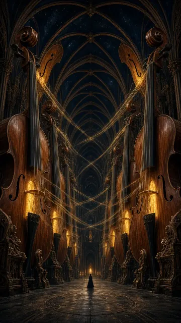 Architectural Fantasy of the Resonant Instrument Cathedral
