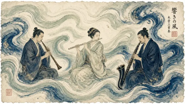 Woodwind Harmonies Japanese Moku-Hanga Print