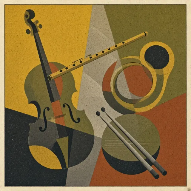 Mid-Century Rhythmic Chamber Symphony Lithograph