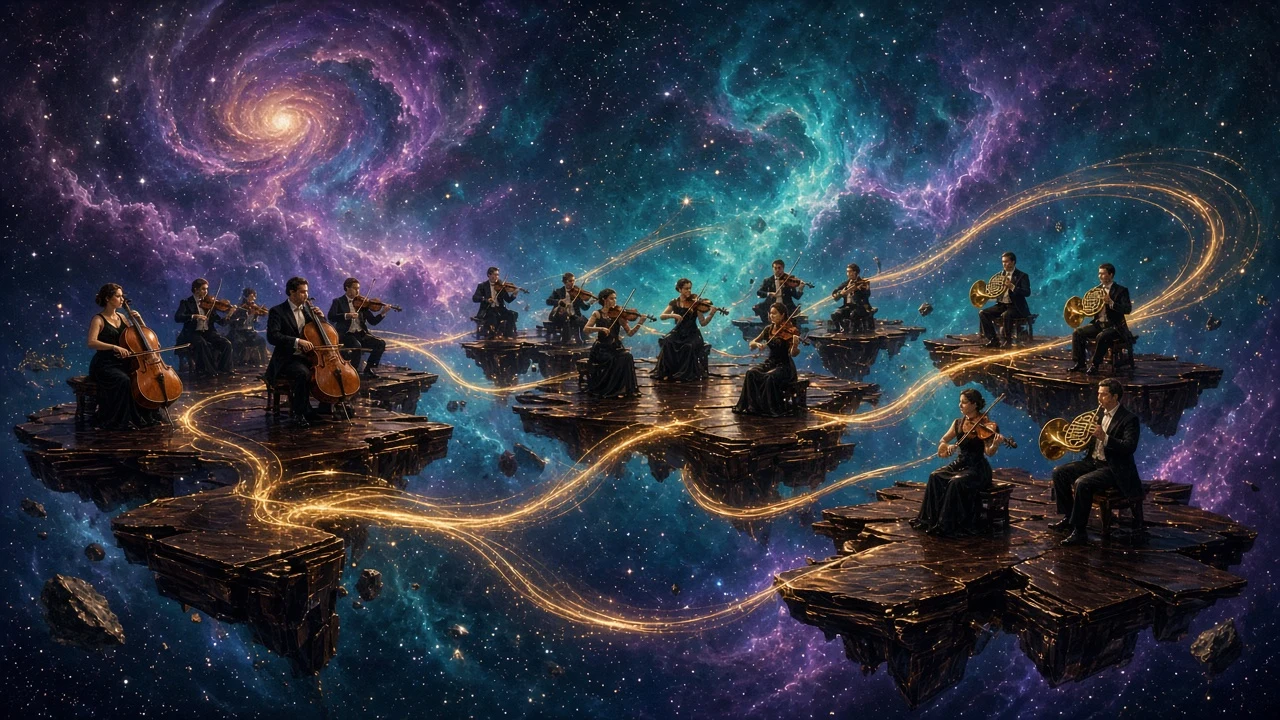 Cosmic Symphony Floating in Nebula Light