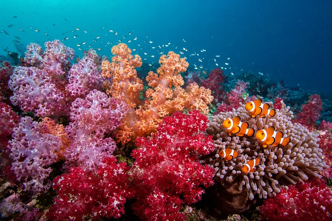Soft Coral Paradise of Fiji with Vivid Dendronephthya Blooms