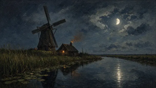 Resting Windmill Along the Polder Canal
