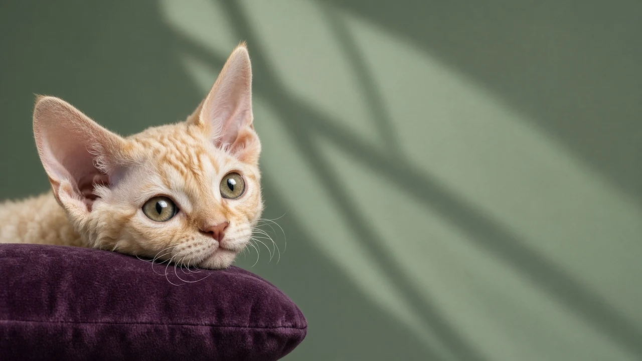 Devon Rex Kitten on Velvet Cushion Phone Wallpaper