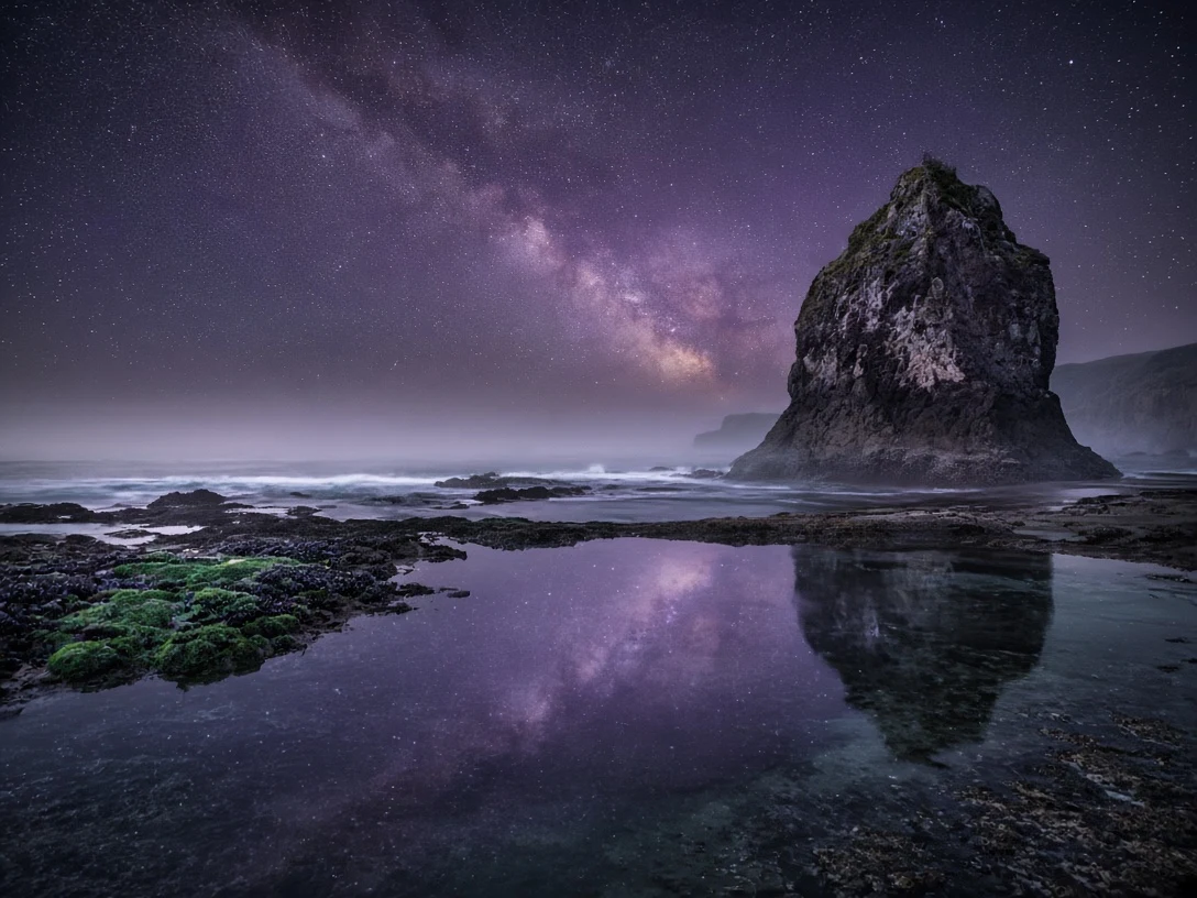 Coastal Sea Stack Tidal Pool Vertical Milky Way Stream