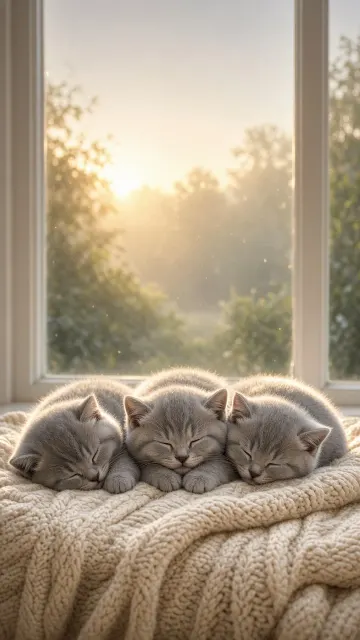 Sun-Drenched Window Seat Nook with Sleeping British Shorthairs