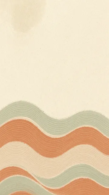 Geometric Concentric Waveform Risograph Print in Terracotta and Sage