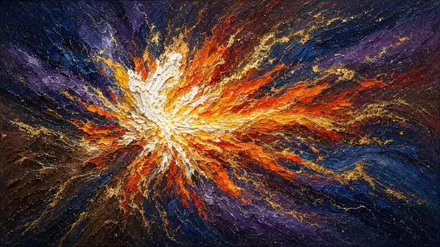 Impasto Oil Painting of a Cosmic Nebular Detonation