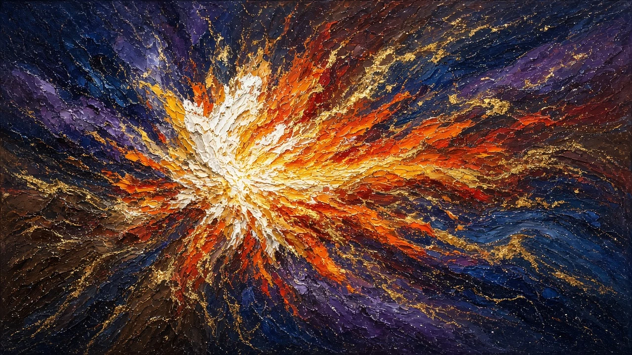 Impasto Oil Painting of a Cosmic Nebular Detonation