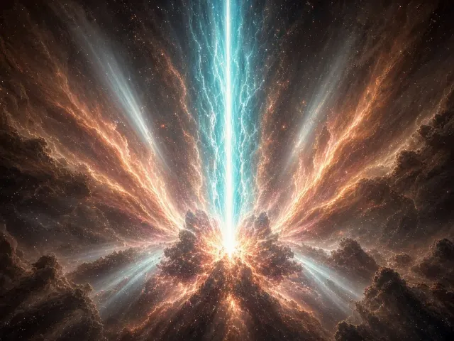 Vertical Plasma Geyser Piercing a Circumstellar Cloud