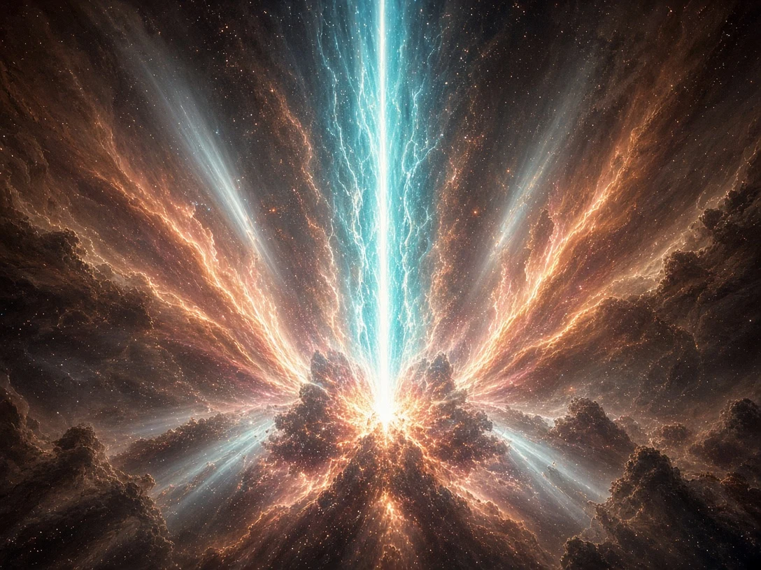 Vertical Plasma Geyser Piercing a Circumstellar Cloud
