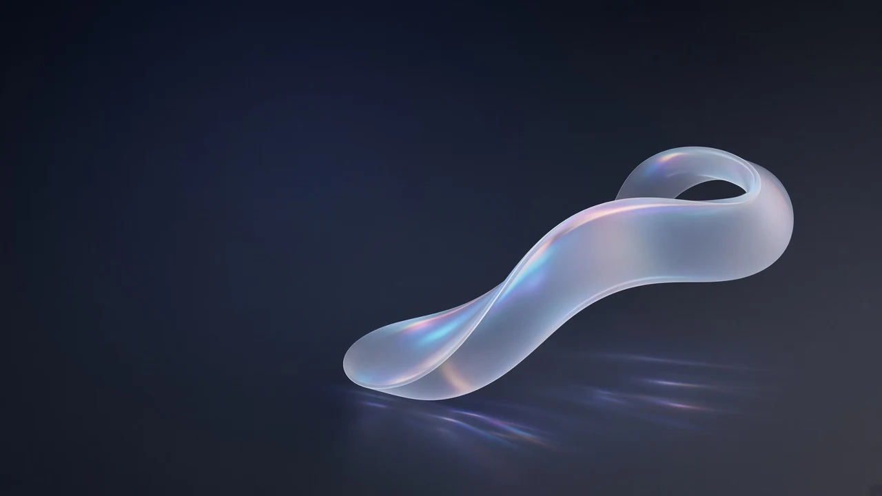 Subsurface Iridescent Glass Ribbon in Deep Midnight Gradient