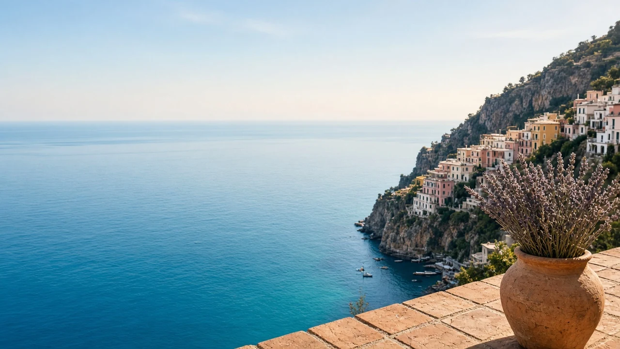 Mediterranean Coastal Cliff Terrace Over Tranquil Turquoise Bay