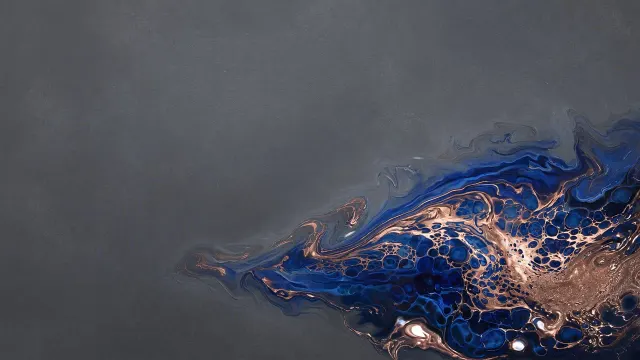 Cosmic Fluid Acrylic Resin Swirl on Matte Slate Field