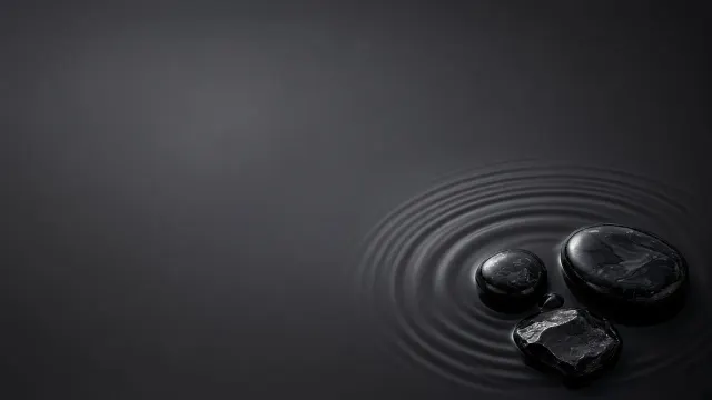 Obsidian Zen Stones and Ripple Ripples in Dark Water