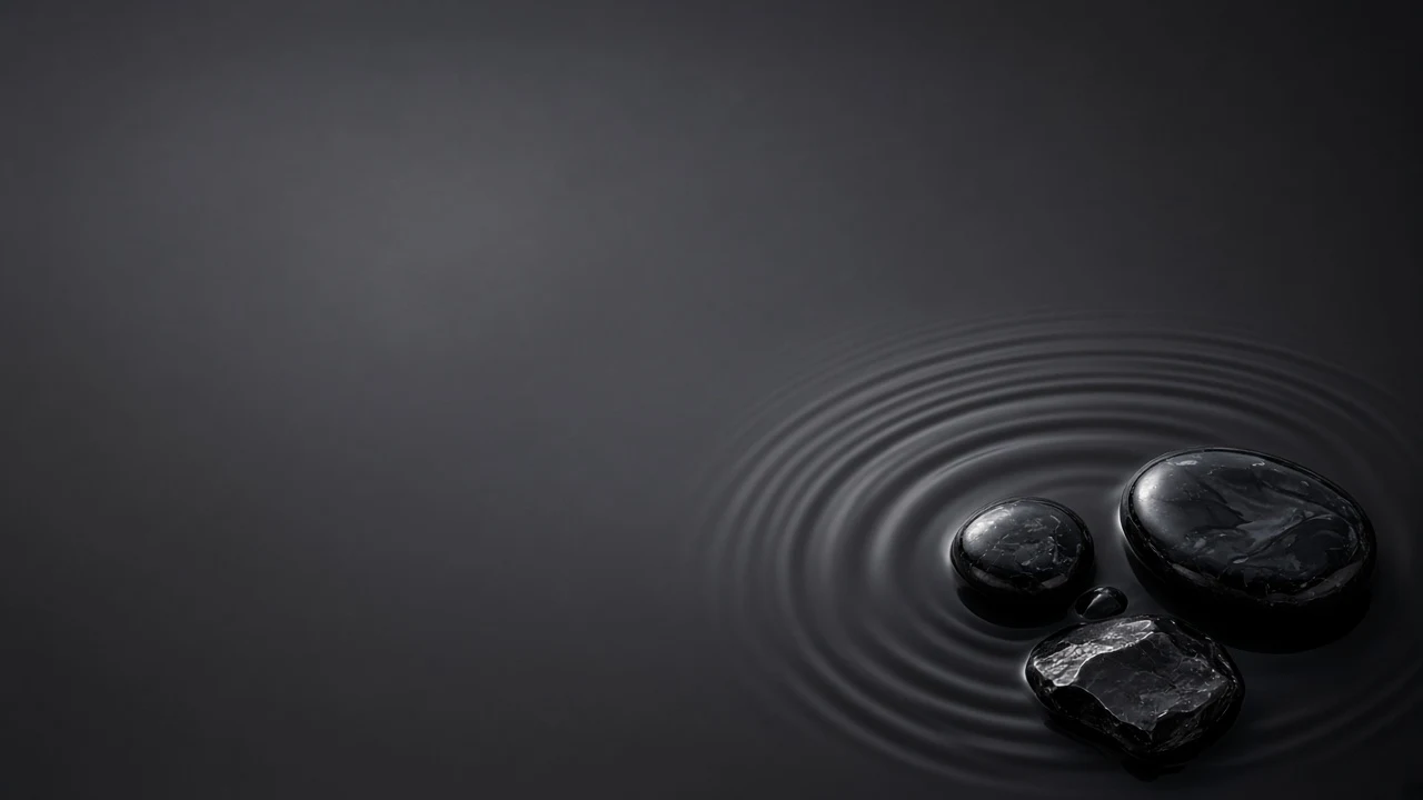 Obsidian Zen Stones and Ripple Ripples in Dark Water