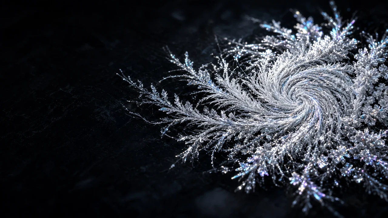 Parametric Dendritic Frost Spiral on Midnight Glass