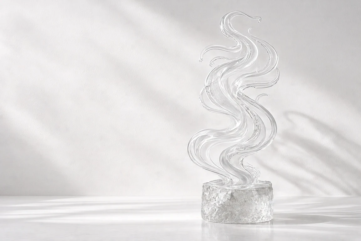 Kinetic Spun Glass Frost Ribbon Sculpture