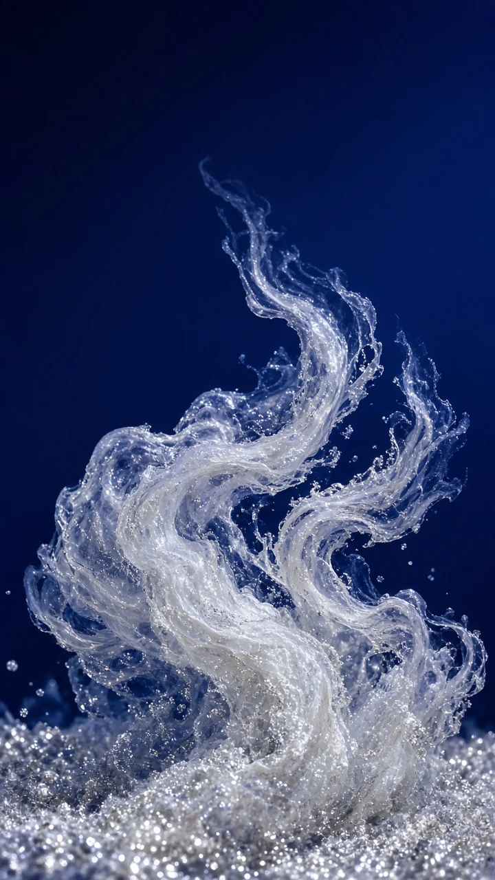 Fluid Saline Ice Ink in Swirling Zero Gravity