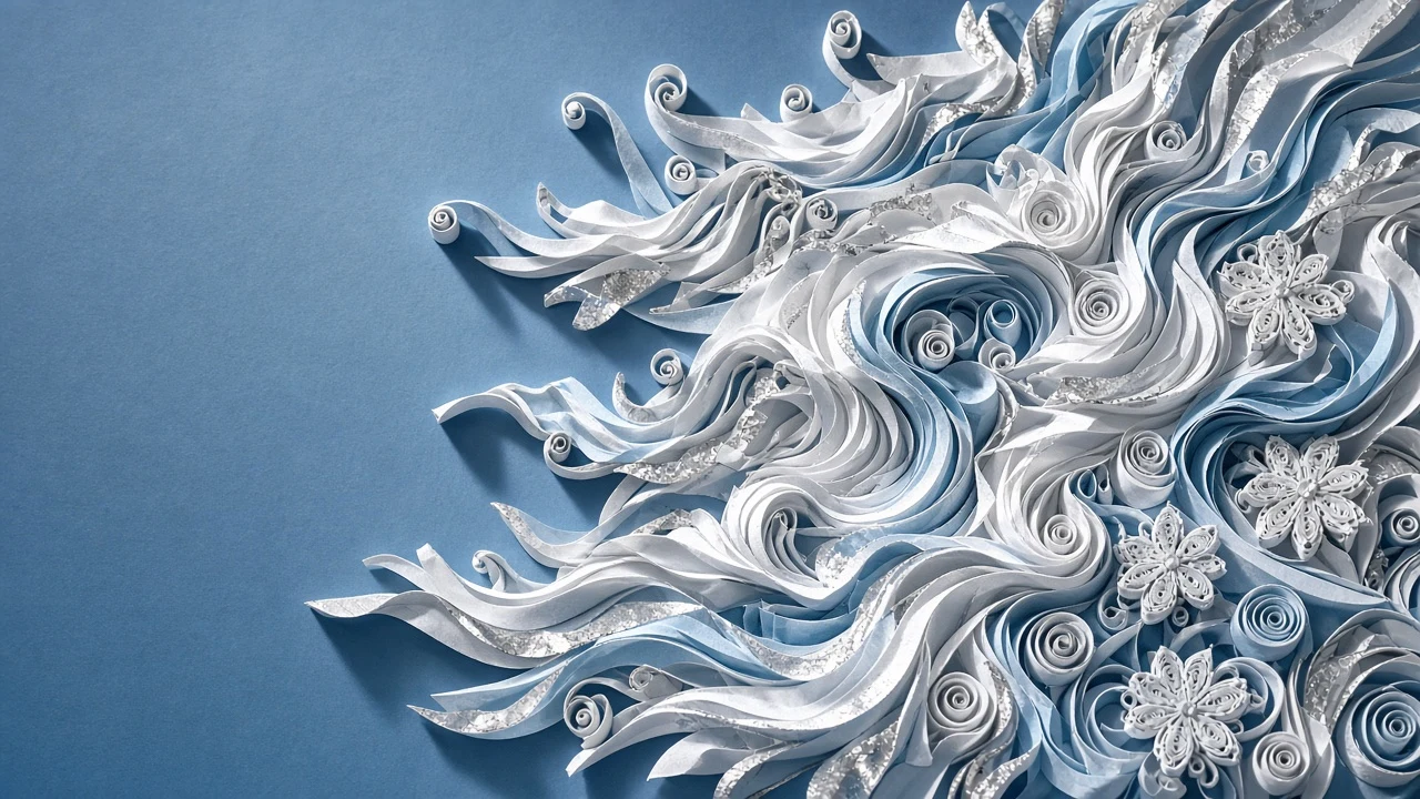 Layered Quilled Paper Winter Swirl Collage