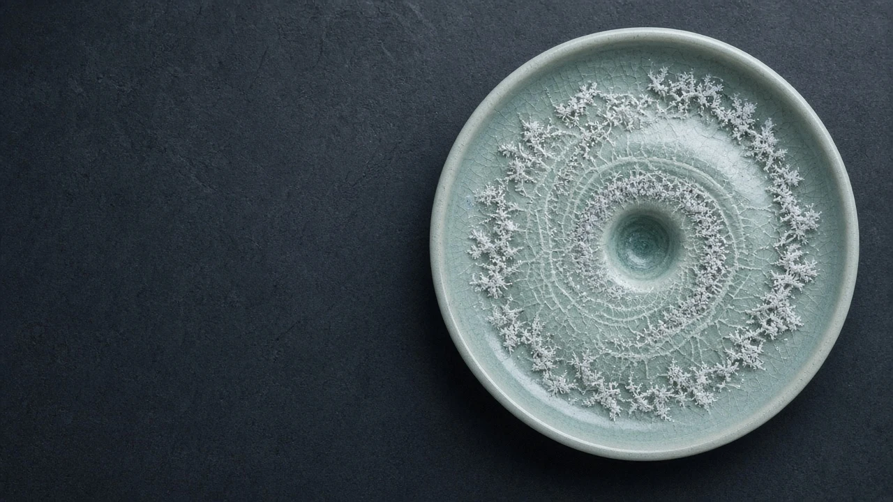 Ceramic Celadon Crackle Glaze with Frozen Frost Inlay