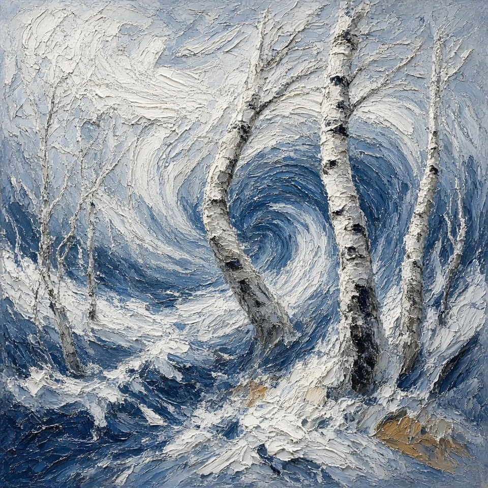 Impasto Oil Swirl of a Siberian Blizzard