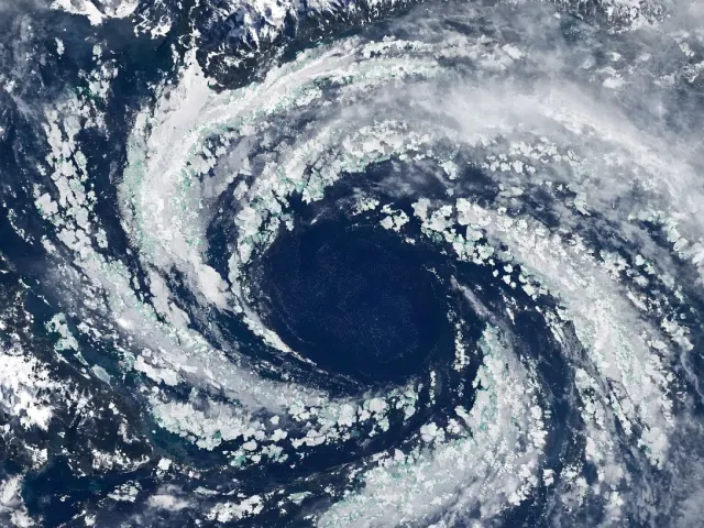 Satellite View of Oceanic Sea Ice Gyre in Sea of Okhotsk