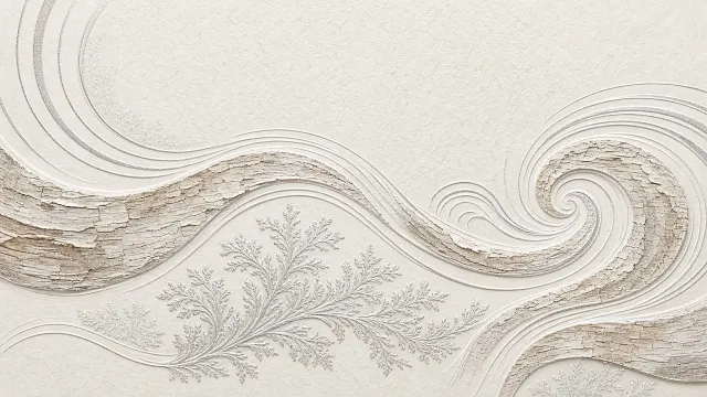 Winter Birch Bark Vector and Silver Leaf Geometric Swirl
