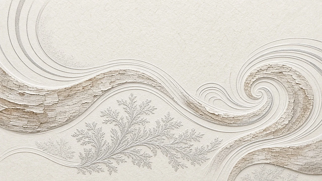 Winter Birch Bark Vector and Silver Leaf Geometric Swirl
