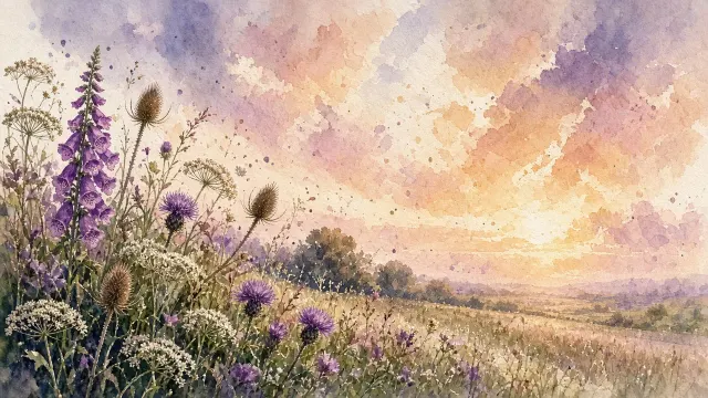 Loose Botanical Watercolor of Sussex Hedgerow Flowers