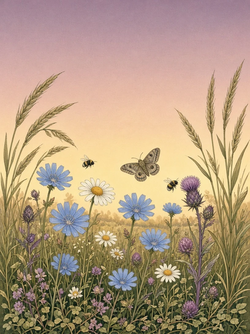 Vintage Gouache Meadow Floral Illustration