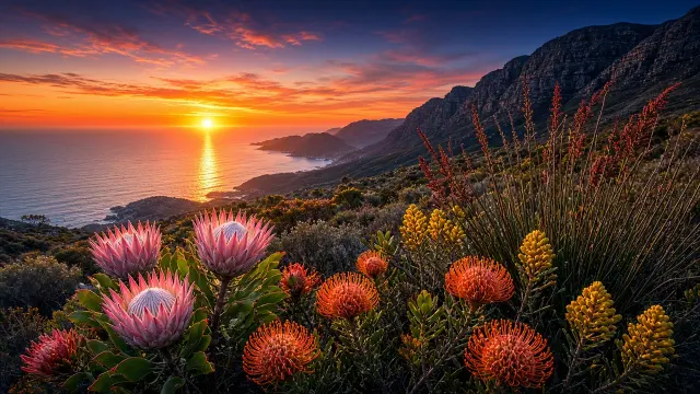 Cape Floral Fynbos at Atlantic Twilight