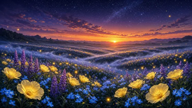 Dreamlike Digital Concept Painting of Twilight Blooms