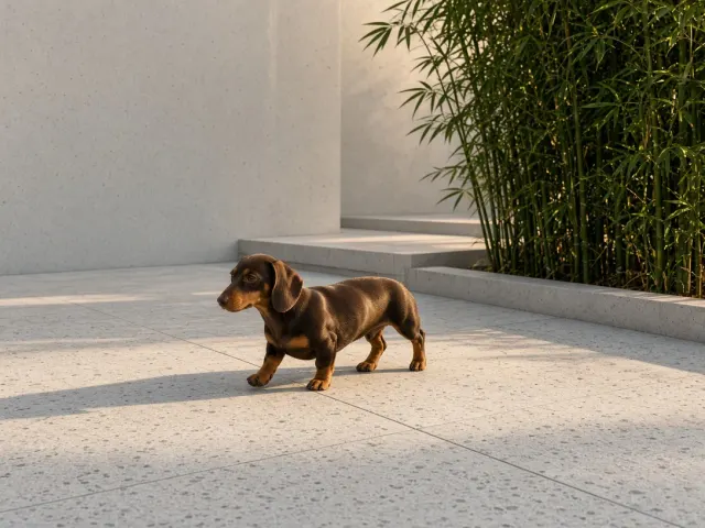 Minimalist Architectural Hero of Chocolate Miniature Dachshund